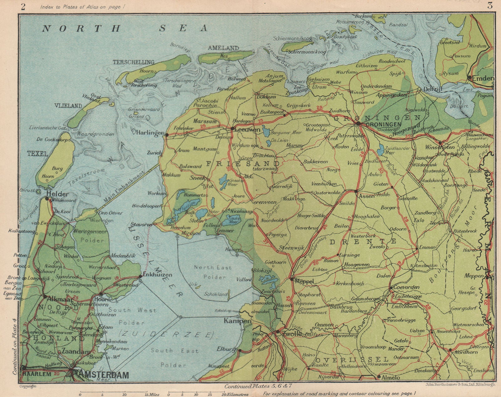 NORTH NETHERLANDS. Vintage map plan. Amsterdam Friesand Groningen Drente 1933